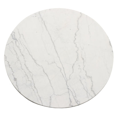 Xena - White Marble Top Round Table - Black - Hornell Furniture Outlet