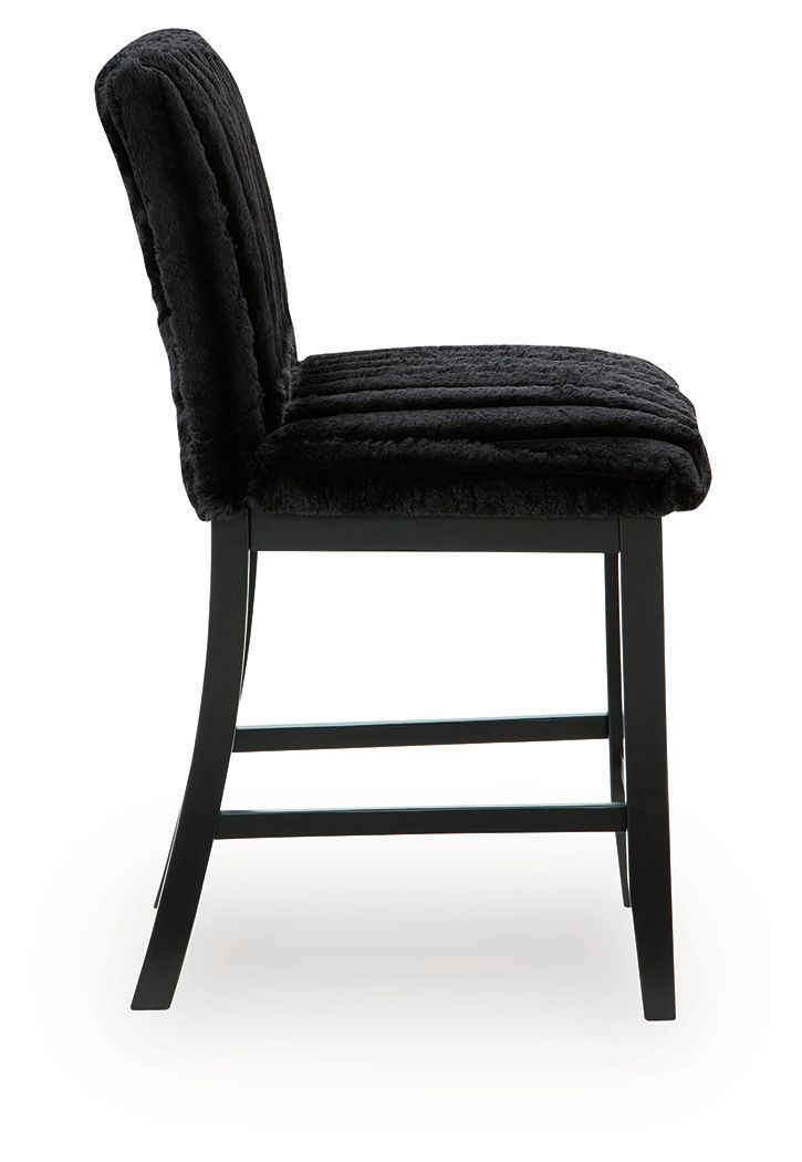 Mervannie - Upholstered Barstool (Set of 2) - Black - Hornell Furniture Outlet