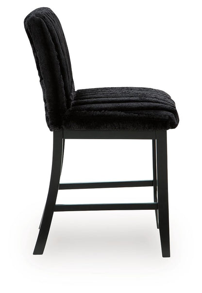Mervannie - Upholstered Barstool (Set of 2) - Black - Hornell Furniture Outlet