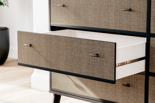 Charlang - Black / Gray - Six Drawer Dresser - Hornell Furniture Outlet