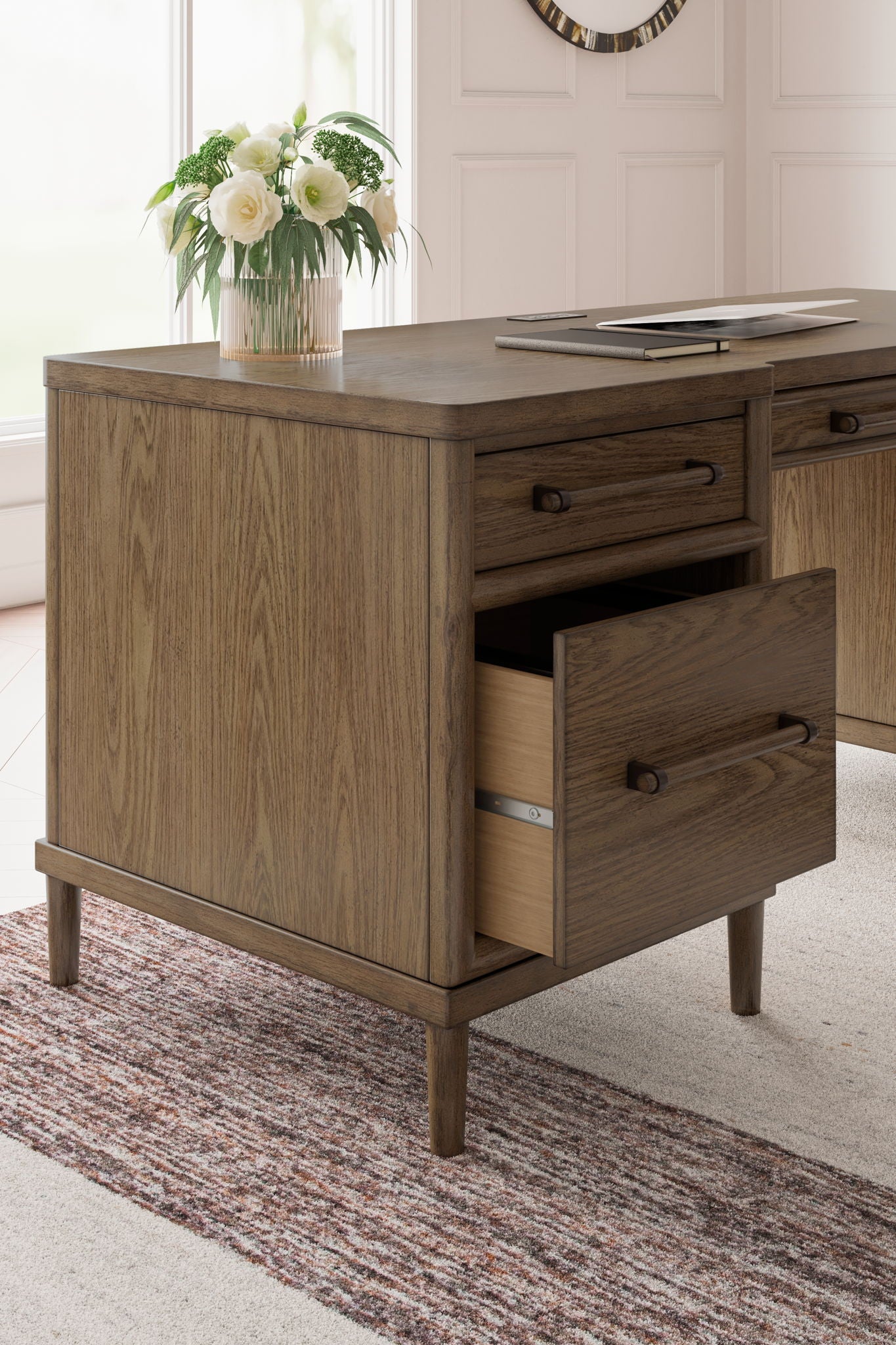 Roanhowe - Brown - Home Office Desk - Hornell Furniture Outlet