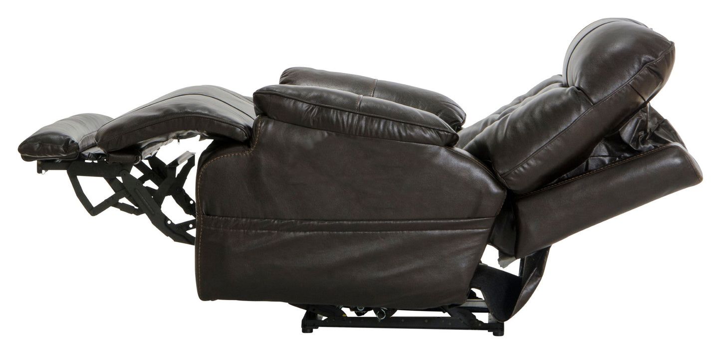 Naples - Power Lay Flat Recliner With Extended Ottoman - Chocolate - Hornell Furniture Outlet