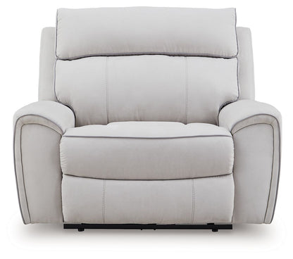 Social Pointe - Pearl / Ash - Power Recliner / Adjustable Headrest - Hornell Furniture Outlet