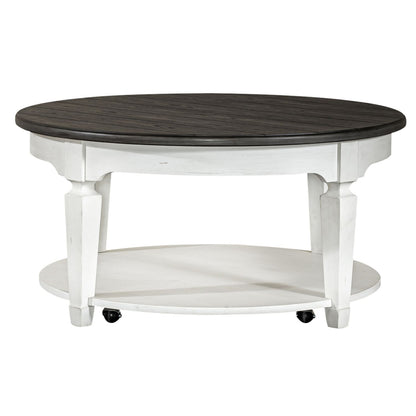 Allyson Park - 3 Piece Living Room Set (Round Cocktail Table) - White - Hornell Furniture Outlet