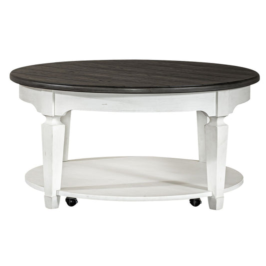 Allyson Park - 3 Piece Living Room Set (Round Cocktail Table) - White - Hornell Furniture Outlet