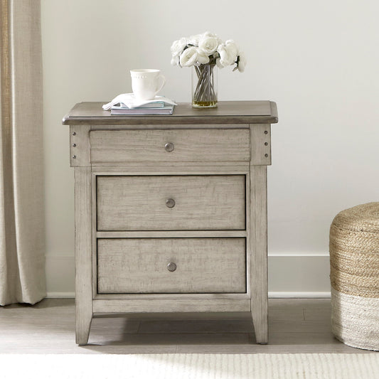 Ivy Hollow - 3 Drawer Nightstand With Charging Station - White - Hornell Furniture Outlet