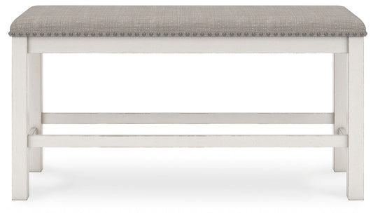 Robbinsdale - Antique White - Dbl Counter Height Upholstered Dining Bench - Hornell Furniture Outlet