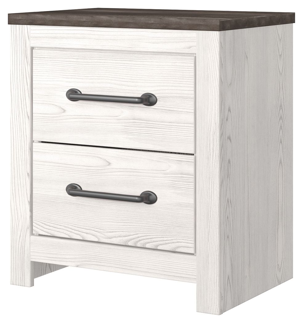 Gerridan - White / Gray - Two Drawer Night Stand - Hornell Furniture Outlet