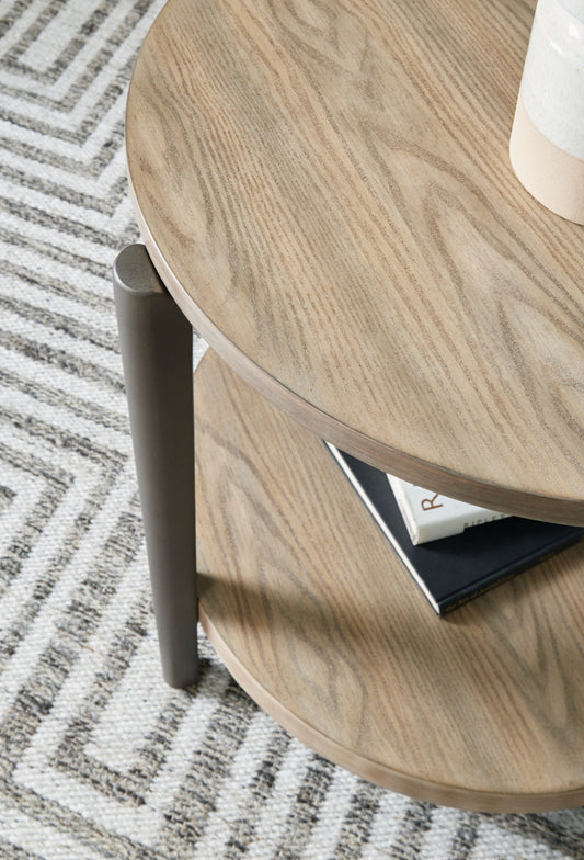 Dyonton - Light Grayish Brown - Round End Table - Hornell Furniture Outlet