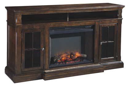 Roddinton - Dark Brown - XL TV Stand w/Fireplace Option - Hornell Furniture Outlet