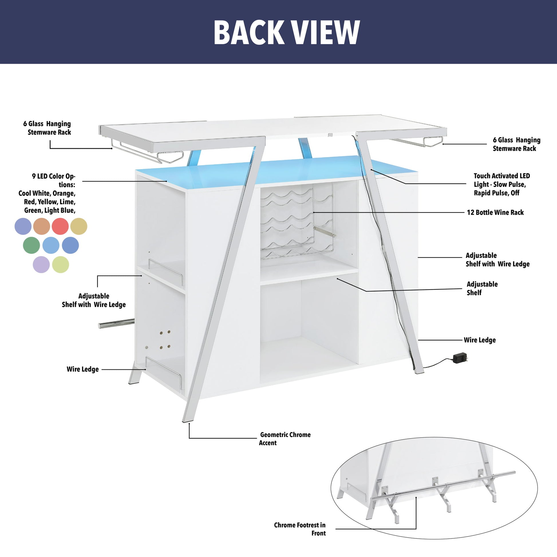 Zena - 3 Piece Bar Set - White - Hornell Furniture Outlet