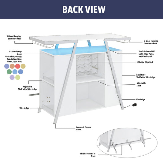 Zena - 3 Piece Bar Set - White - Hornell Furniture Outlet