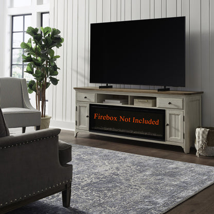 79" Fireplace TV Console - Medium Brown - Hornell Furniture Outlet