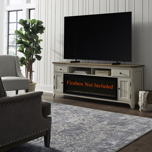 79" Fireplace TV Console - Medium Brown - Hornell Furniture Outlet