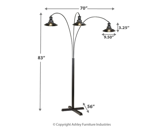 Sheriel - Black - Metal Arc Lamp - Hornell Furniture Outlet