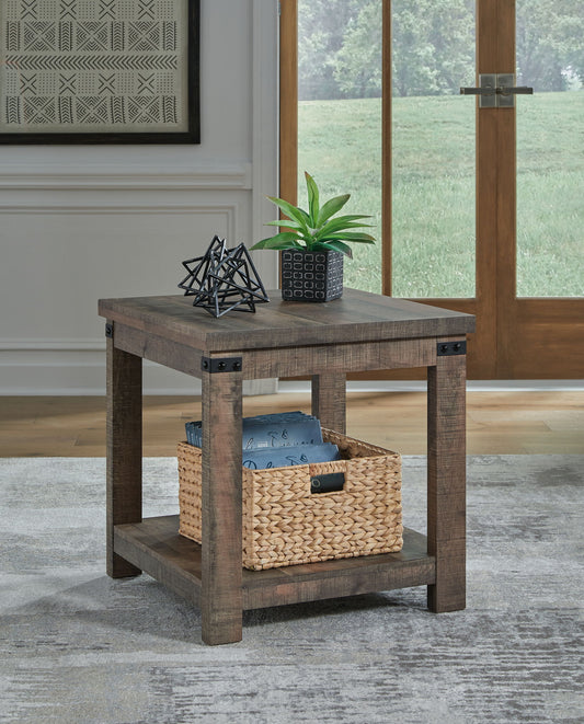 Hollum - Rustic Brown - Square End Table - Hornell Furniture Outlet
