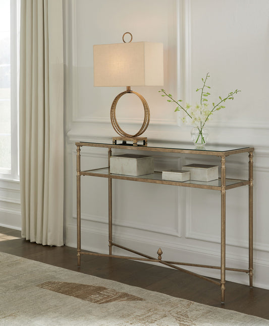 Cloverty - Aged Gold Finish - Sofa Table - Hornell Furniture Outlet