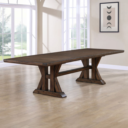 Auburn - Table With 2 / 20" Table Leaves - Dark Brown - Hornell Furniture Outlet