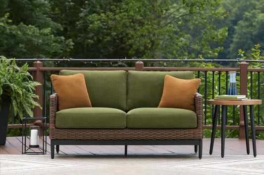 Horizon Hall - Brown / Green - Loveseat With Cushion - Hornell Furniture Outlet