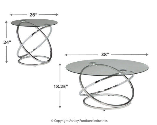 Hollynyx - Chrome Finish - Occasional Table Set (Set of 3) - Hornell Furniture Outlet