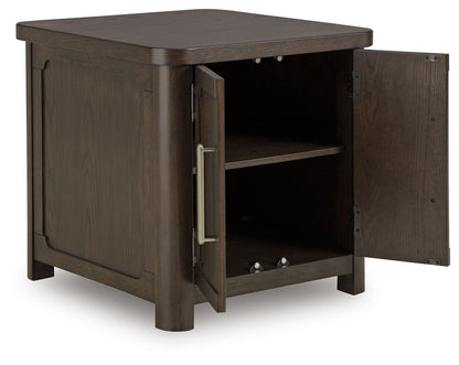 Breckington - Dark Brown - Rectangular 2 - door End Table - Hornell Furniture Outlet