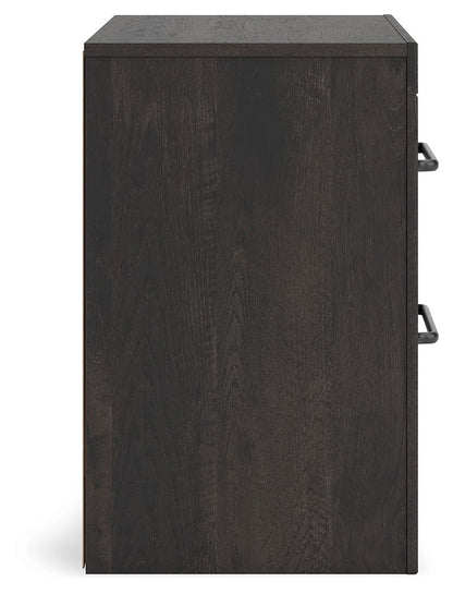 Hollivern - Dark Gray - Two Drawer Night Stand - Hornell Furniture Outlet