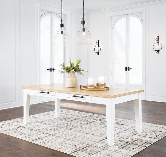 Ashbryn - White / Natural - Rectangular Dining Room Table - Hornell Furniture Outlet