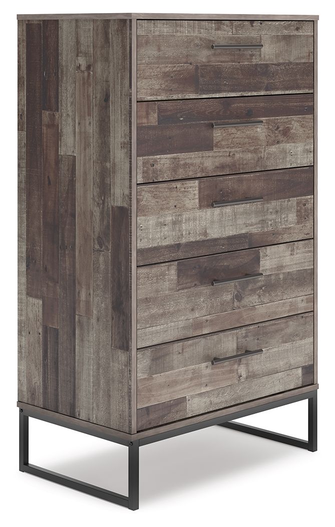 Neilsville - Black / Gray - Five Drawer Chest - Hornell Furniture Outlet