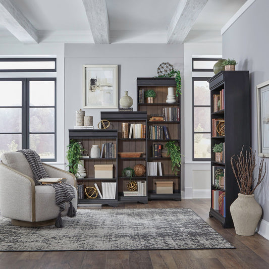 Meritage - Stepped Bookcase Wall - Black - Hornell Furniture Outlet
