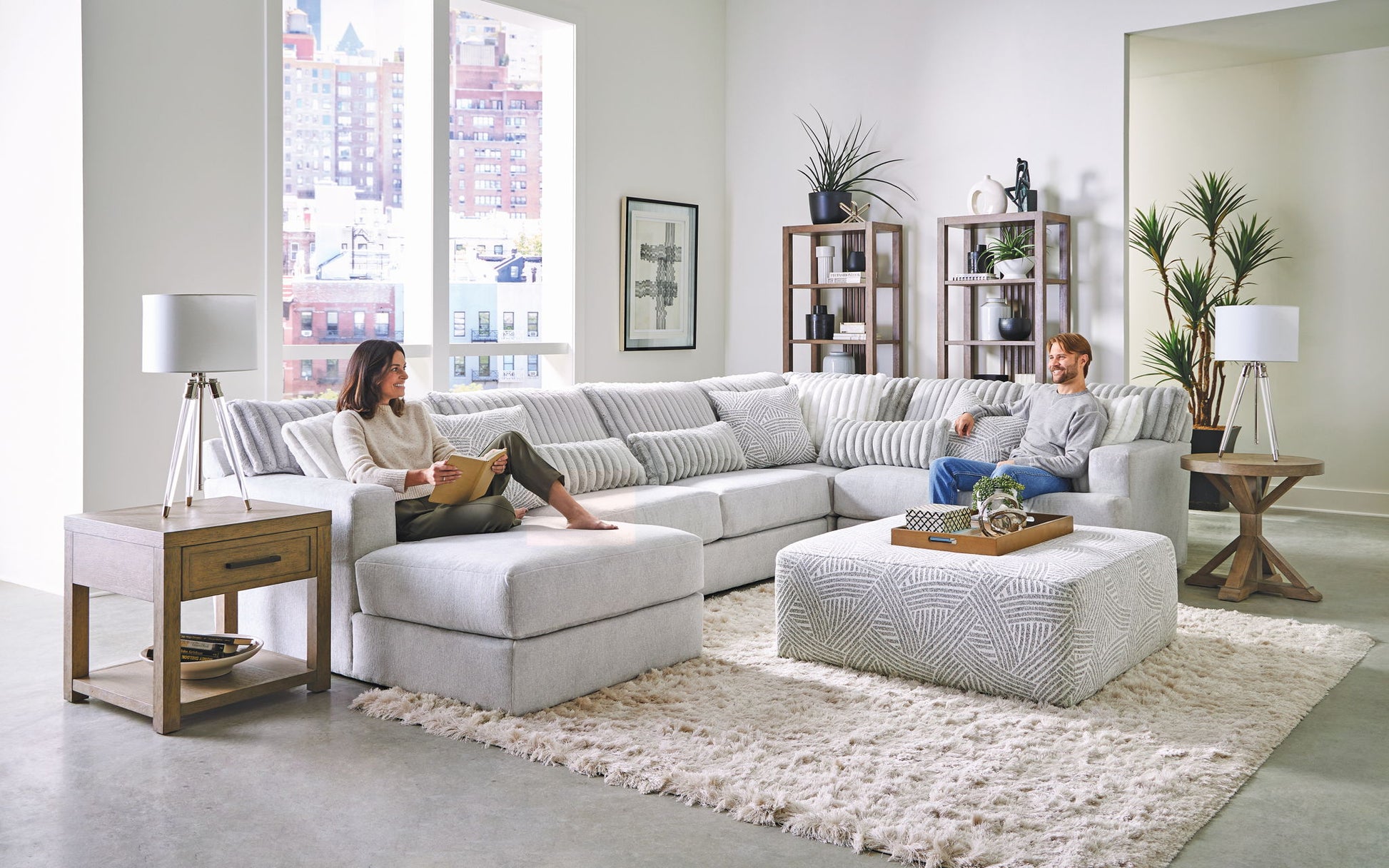 Logan Modular Sectional - Cocktail Ottoman - Hornell Furniture Outlet