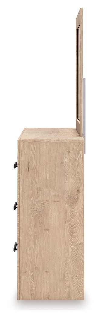 Sanginlane - Tan - Dresser and Mirror - Hornell Furniture Outlet