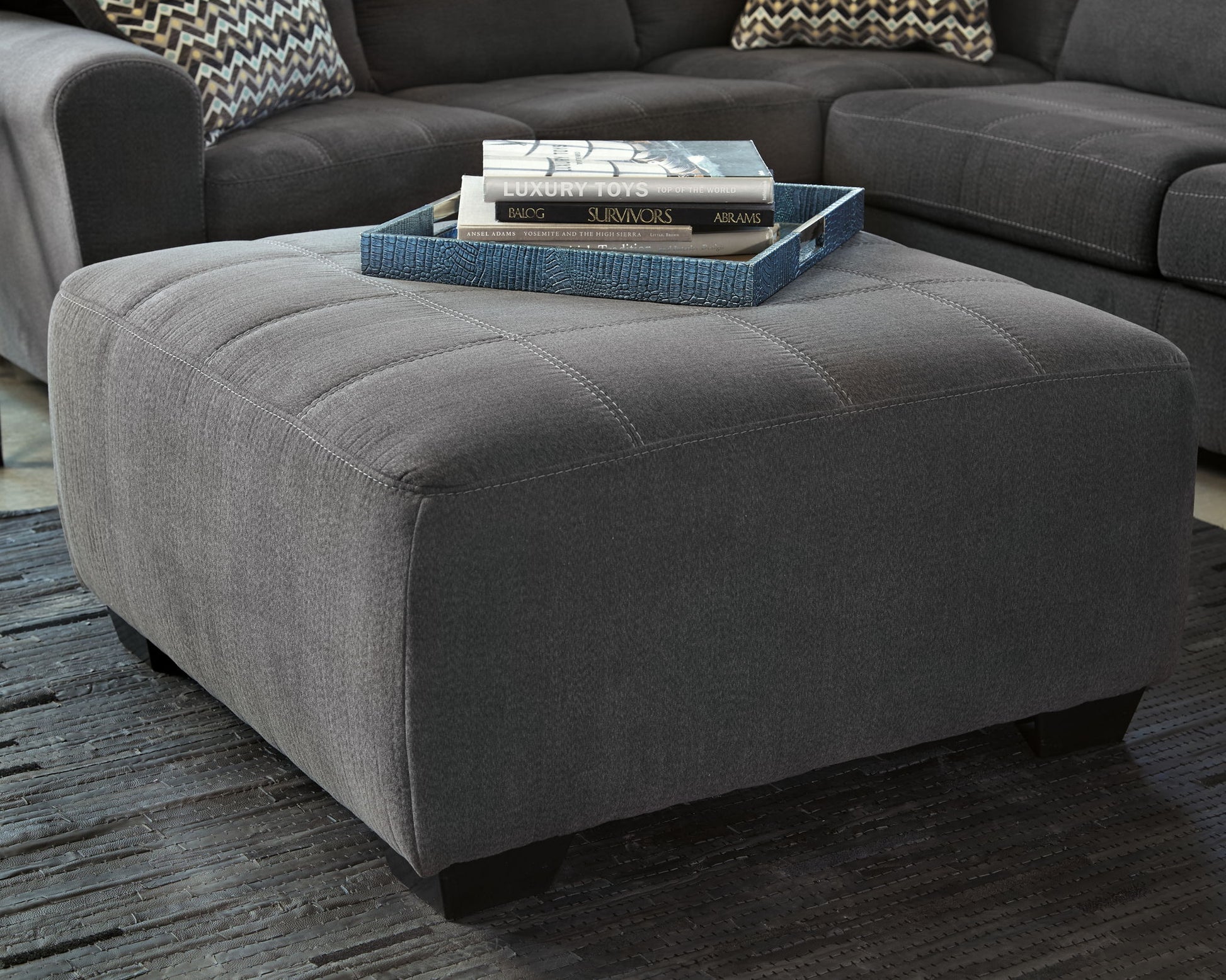 Ambee - Slate - Oversized Accent Ottoman - Hornell Furniture Outlet