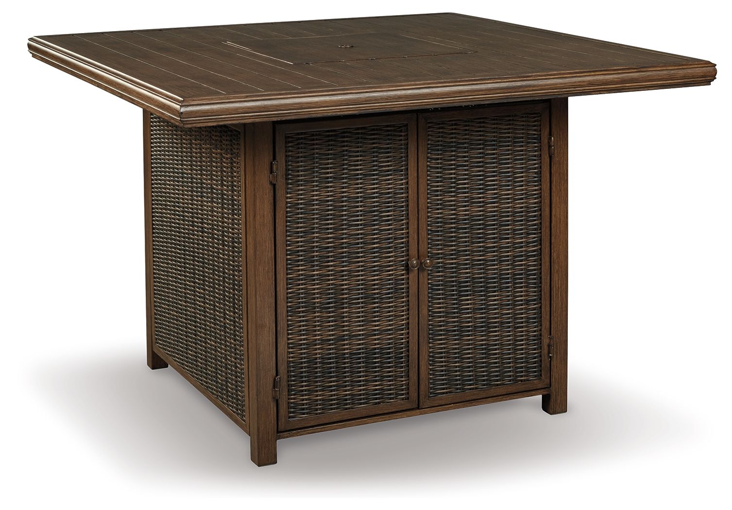 Paradise Trail - Square Bar Table w/Fire Pit - Medium Brown - Hornell Furniture Outlet