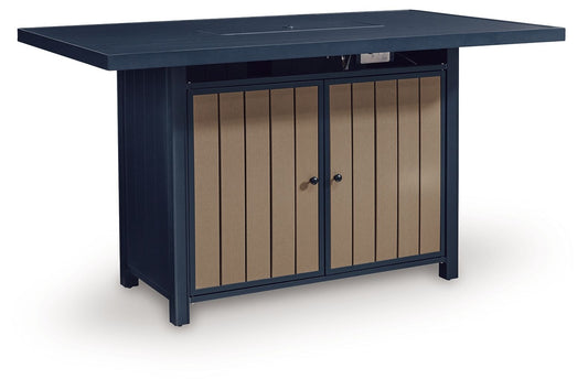 East Beach - Rectangular Bar Table With Fire Pit - Blue - Hornell Furniture Outlet