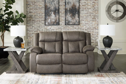 First Base - Gunmetal - Reclining Loveseat - Hornell Furniture Outlet
