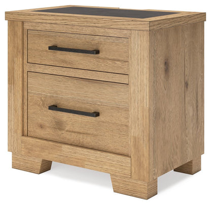 Galliden - Light Brown - Two Drawer Night Stand - Hornell Furniture Outlet
