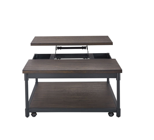 Prescott - Lift - Top Square Cocktail Table - Brown - Hornell Furniture Outlet