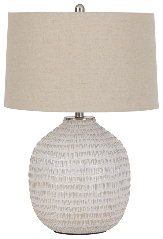 Jamon - Beige - Ceramic Table Lamp - Hornell Furniture Outlet