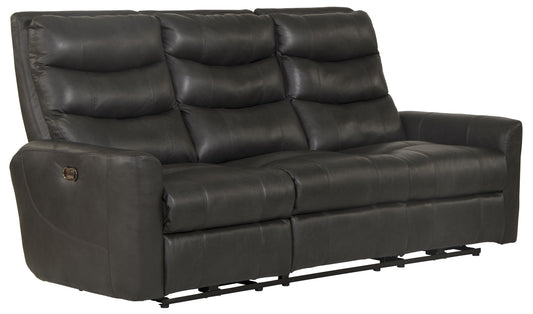 Bosa - Leather Power Reclining Sofa - Charcoal - Hornell Furniture Outlet