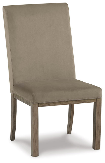 Chrestner - Dining UPH Side Chair (Set of 2) - Gray / Brown - Hornell Furniture Outlet
