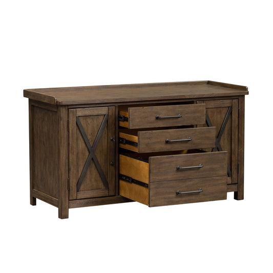 Sonoma Road - Small Credenza - Light Brown - Hornell Furniture Outlet