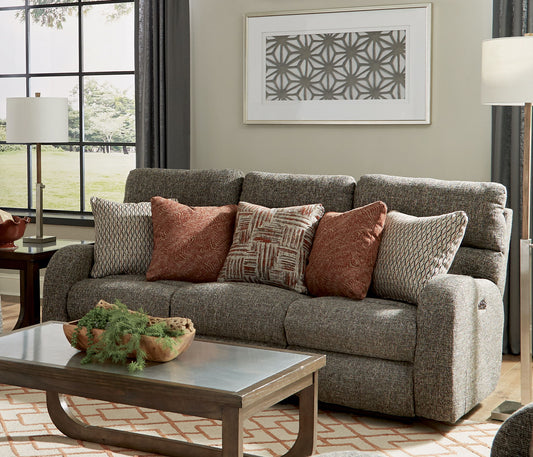 Liam - Power Headrest Power Lay Flat Reclining Sofa - Coal - Hornell Furniture Outlet