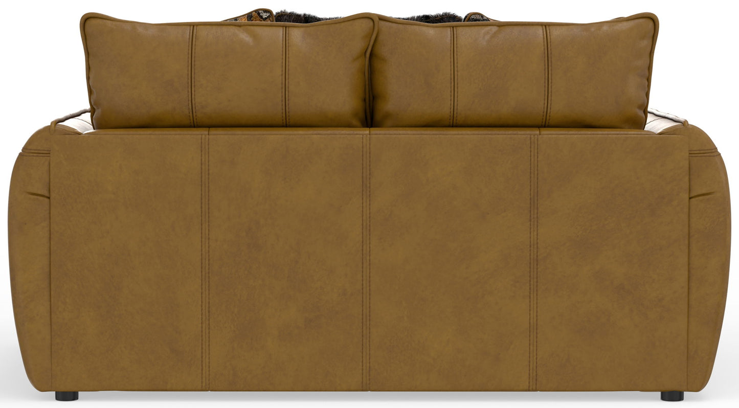 Corvara - Top Grain Italian Leather Match Loveseat - Caramel - Hornell Furniture Outlet