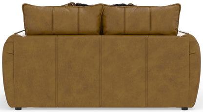 Corvara - Top Grain Italian Leather Match Loveseat - Caramel - Hornell Furniture Outlet
