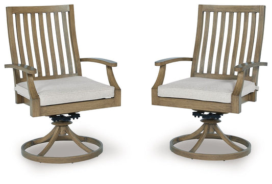 Rainier Ranch - Brown / Beige - Swivel Chair With Cushion (Set of 2) - Hornell Furniture Outlet