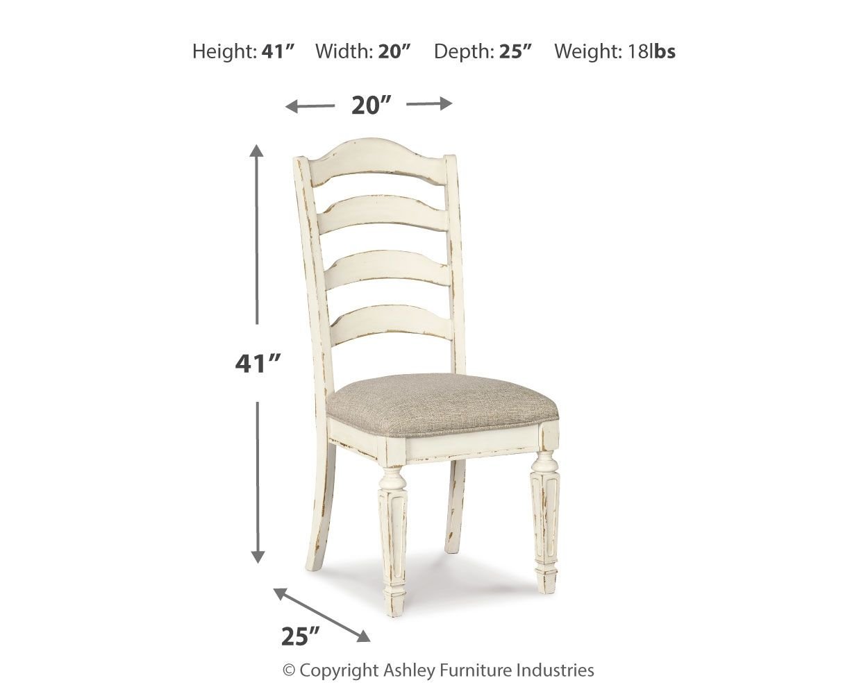 Realyn - Chipped White - Dining UPH Side Chair (Set of 2) - Ladderback - Hornell Furniture Outlet