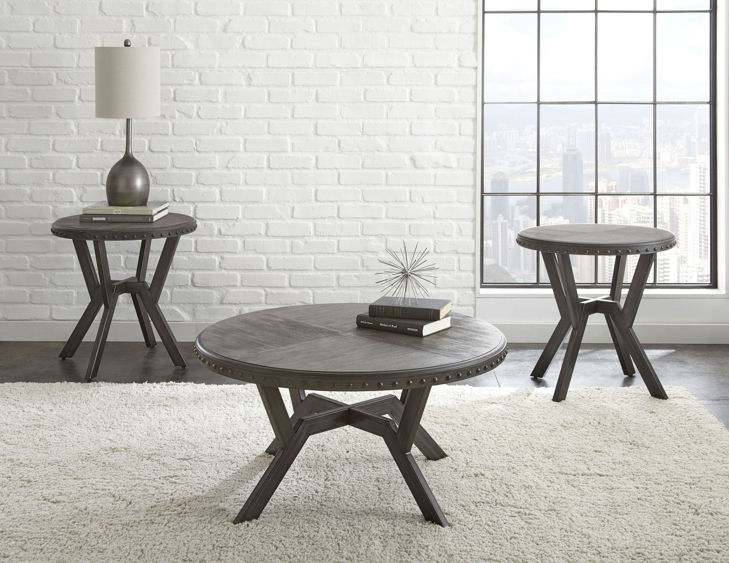Alamo - 3 Piece Table Set - Gray - Hornell Furniture Outlet