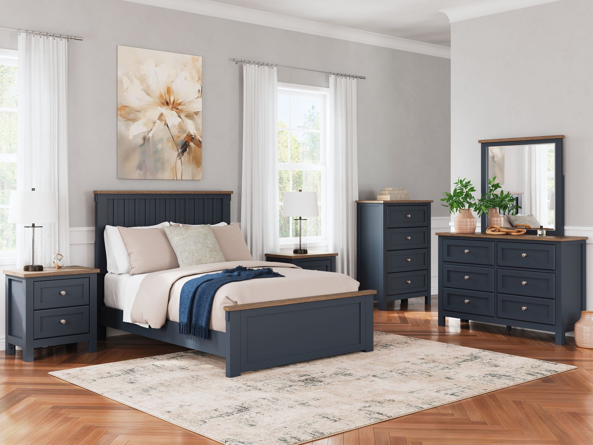 Landocken - Brown / Blue - Two Drawer Night Stand - Hornell Furniture Outlet