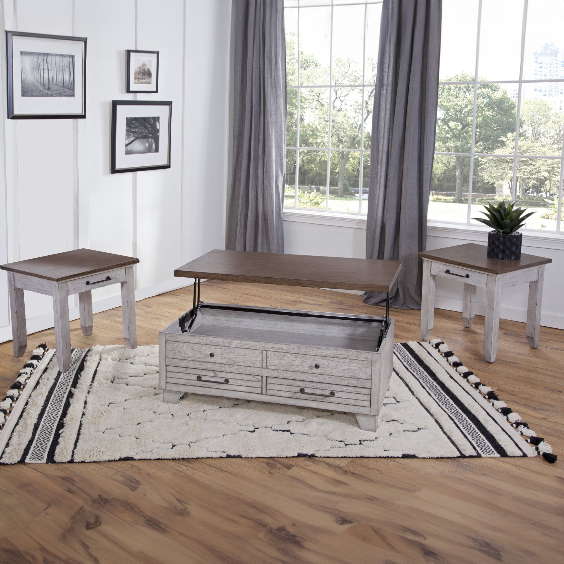 Bear Creek - 3 Piece Table Set - White - Hornell Furniture Outlet
