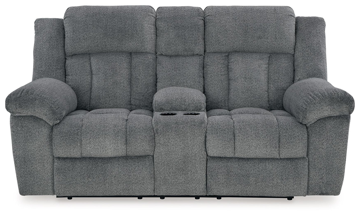 Tip - off - Power Reclining Loveseat With Console / Adj Headrest - Hornell Furniture Outlet